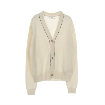 HERMES Cardigan knitwear cashmere Beige Used Women size 34 CC Coco