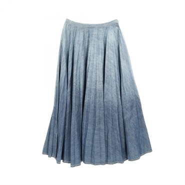 Christian Dior Pleated Denim Midi Skirt cotton Navy Size 34 Used Women