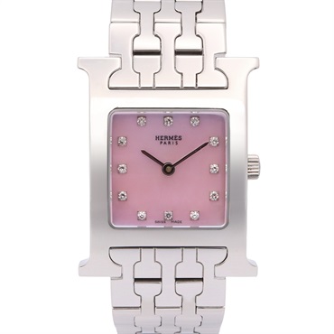 HERMES H watch Wrist Watch HH1.210 Quartz Stainless Steel Diamond Used Women
