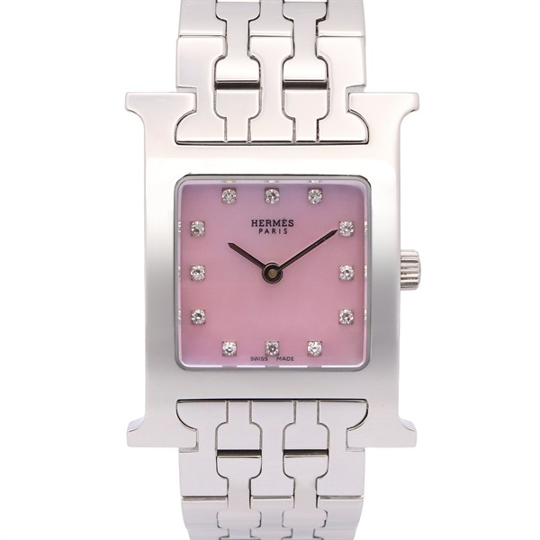 HERMES H watch Wrist Watch HH1.210 Quartz Stainless Steel Diamond Used Women