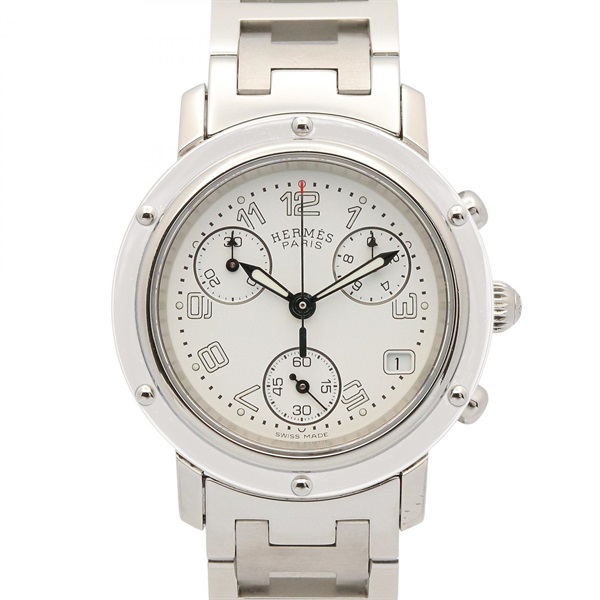 HERMES Clipper chrono Wrist Watch CL1.310 Quartz Stainless Steel Used unisex
