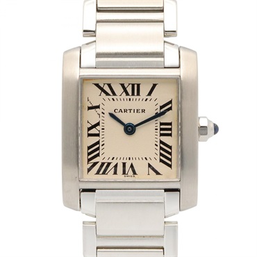 CARTIER Tank francaise SM Wrist Watch W51008Q3 Quartz Stainless Steel Used Women