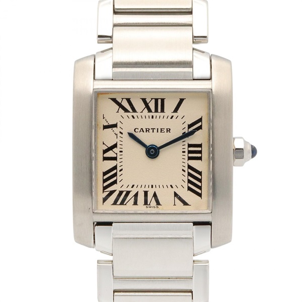 CARTIER Tank francaise SM Wrist Watch W51008Q3 Quartz Stainless Steel Used Women