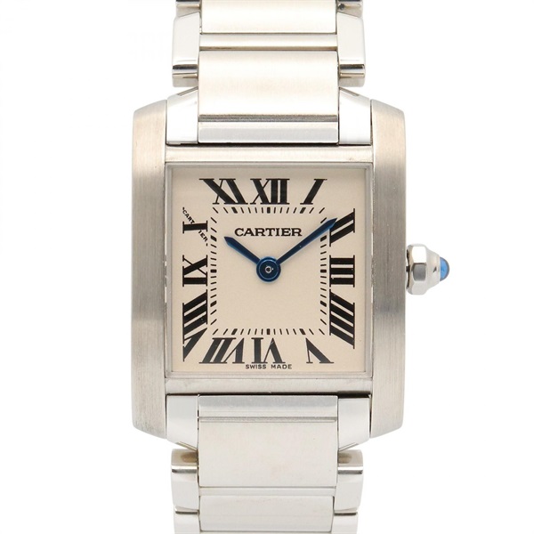CARTIER Tank francaise SM Wrist Watch W51008Q3 Quartz Stainless Steel Used Women
