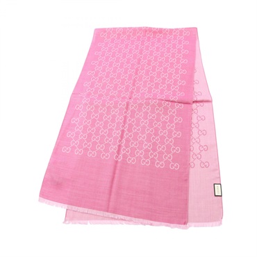 GUCCI GG pattern Stole wrap scarf 1659043G6465872 wool silk Pink NEW Women