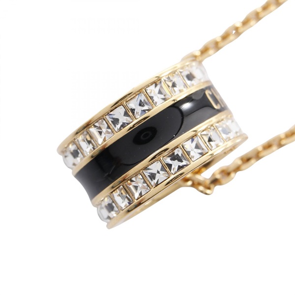 Christian Dior Night Code Necklace 47~5cm Gold Plated Crystal Lacquer Black NEW