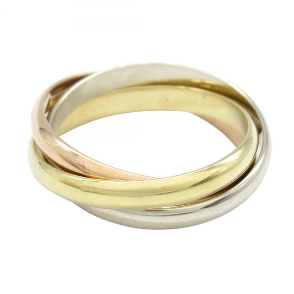 CARTIER Trinity Ring 18KYG 18KPG 18KWG Three gold used women US size 5.75 #51