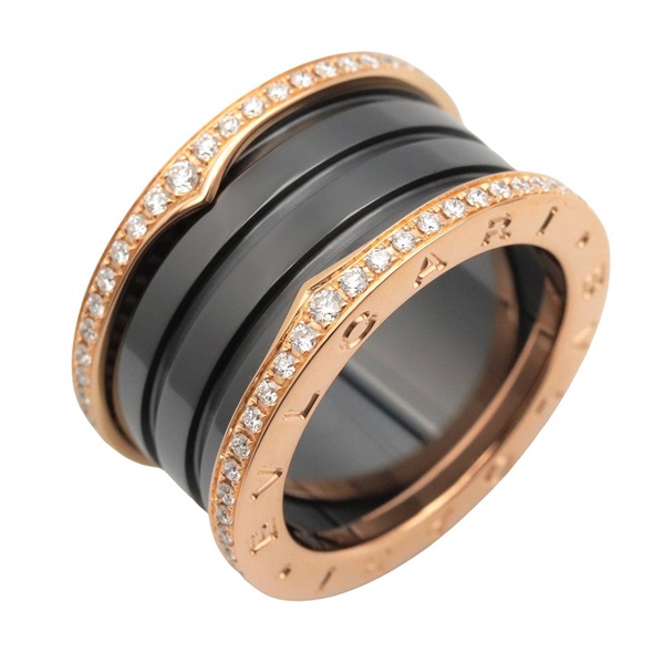 BVLGARI B-zero1 Ring 4-Band Diamond Ceramic 18KPG Gold Used women US size 5.5