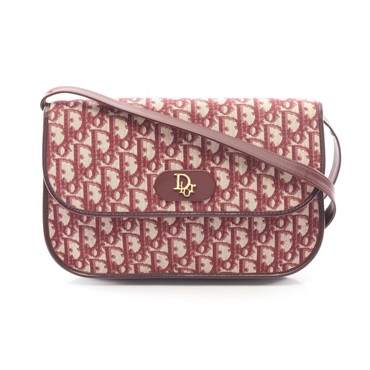 Christian Dior Trotter Shoulder Bag canvas leather Bordeaux Beige Used Women