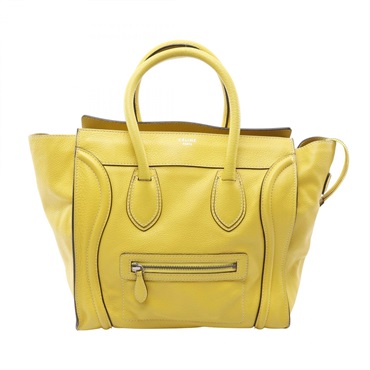 CELINE Luggage mini shopper Tote Handbag 165213 leather Yellow Used Women