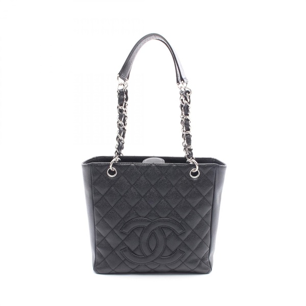 CHANEL Matelasse PST Chain Tote Bag A20994 Grained calf Black Used Women SHW CC