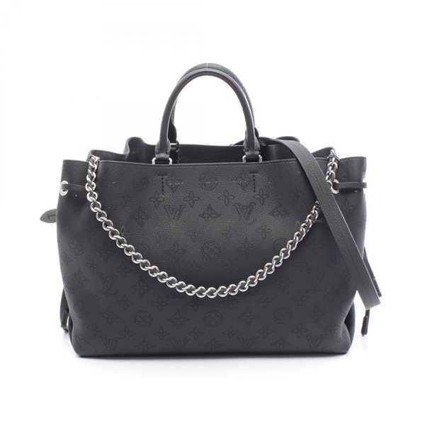 LOUIS VUITTON Bella Shoulder Tote Bag M59200 Mahina leather Black Used Women LV