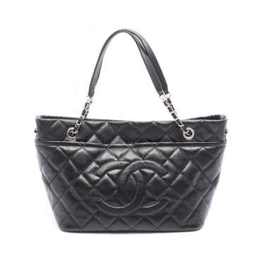 CHANEL Matelasse Chain Tote Bag A67294 grained calf leather Black Used Women SHW