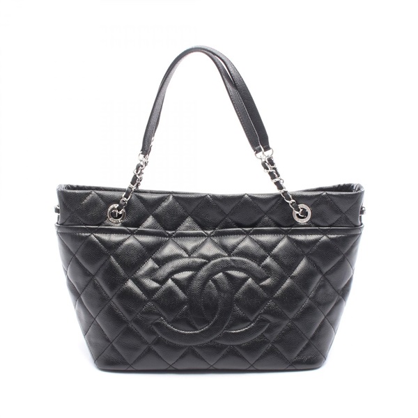 CHANEL Matelasse Chain Tote Bag A67294 grained calf leather Black Used Women SHW