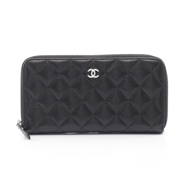 CHANEL Classic Long Zip Matelasse Around wallet purse AP0242 Calfskin black used