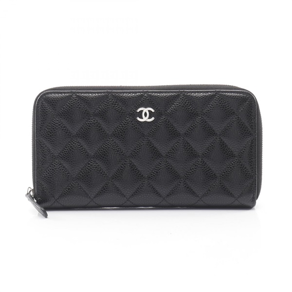CHANEL Classic Long Zip Matelasse Around wallet purse AP0242 Calfskin black used