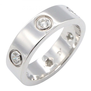 CARTIER Love ring 6P Diamond 18KWG White Gold Used women Us size 6 #52