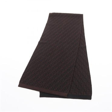 FENDI FF pattern Scarf stole wrap echarpe wool Brown Black Used Women