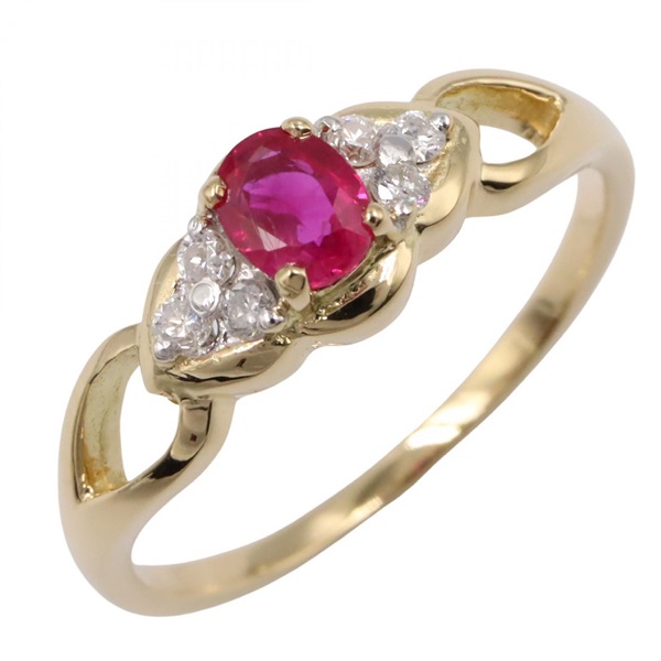 JEWELRY Ruby Ring 18KYG Yellow Gold Red Used women US size 5.5