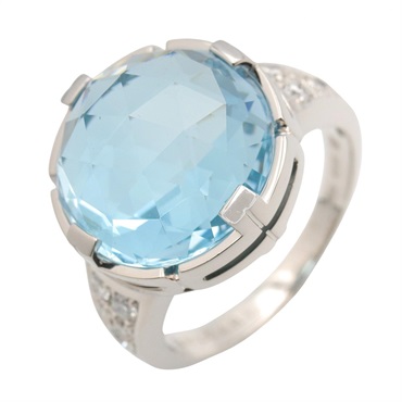 BVLGARI Parentesi Cocktail Ring 18KWG Gold Blue Topaz diamond Used women #52