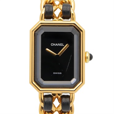 CHANEL Premiere M Wrist Watch H0001 Quartz Gold Plated leather Used Women