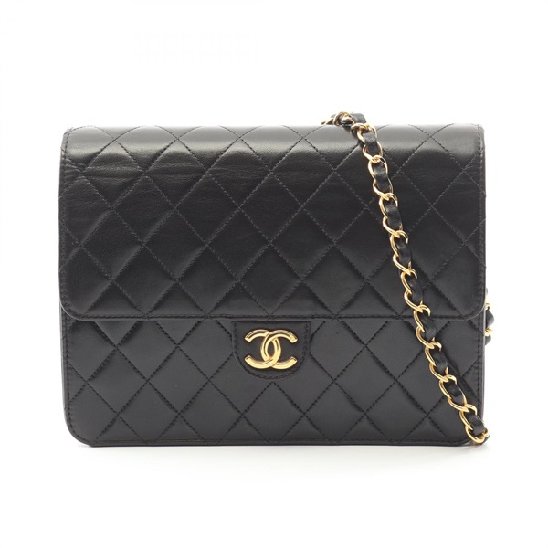 CHANEL Matelasse single flap chain Shoulder Bag Lambskin Black Used GHW