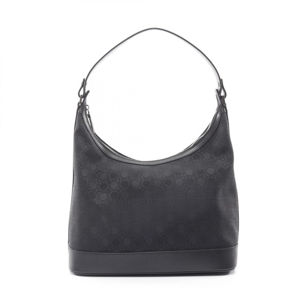 Salvatore Ferragamo Gancini Shoulder Bag 21 3342 canvas leather Black Used Women