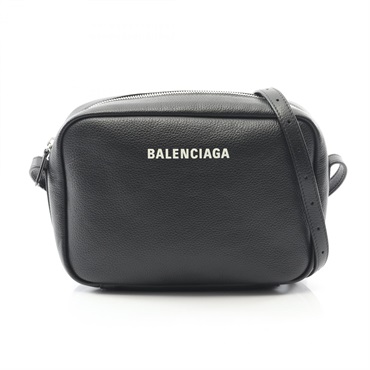 BALENCIAGA Everyday Medium Camera Shoulder Bag 679267 leather Black Used Women