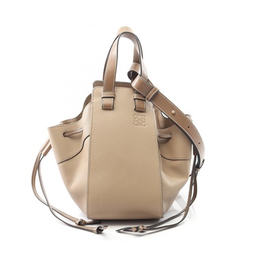 LOEWE Hammock small Drawstring Shoulder Hand bag leather Beige Brown Used Women