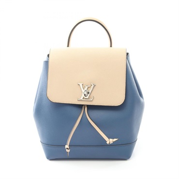 LOUIS VUITTON Lock me Rucksack Backpack M41817 leather Blue Beige Used Women