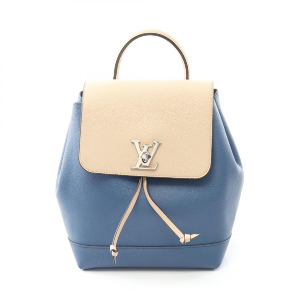 LOUIS VUITTON Lock me Rucksack Backpack M41817 leather Blue Beige Used Women