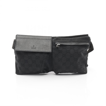 GUCCI GG canvas Waist bag 28566 canvas leather Black Used unisex