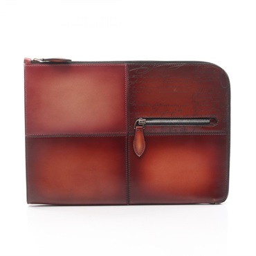 Berluti Nino TGM Calligraphy Business Clutch Bag leather Bordeaux Used mens