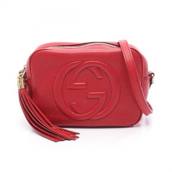 GUCCI Soho Disco Bag Interlocking G Shoulder Crossbody Bag 308364 leather Red GG