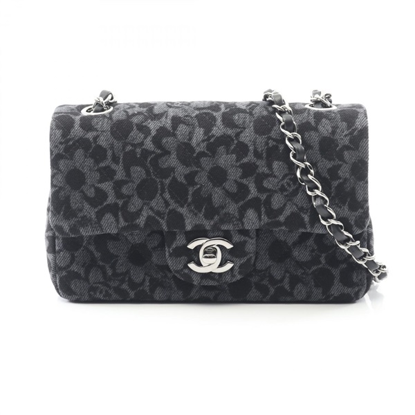 CHANEL Mini Matelasse 20 Chain Shoulder Crossbody Bag denim Gray Black SHW Used