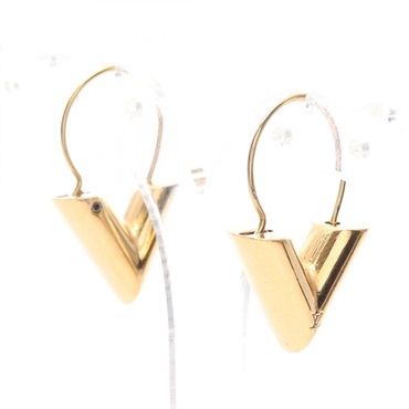 LOUIS VUITTON Hoop Essential V Pierced earrings Gold Plated Used