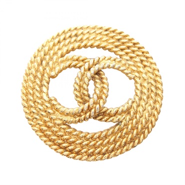 CHANEL COCO Mark round Brooch pin Gold Plated Used Women