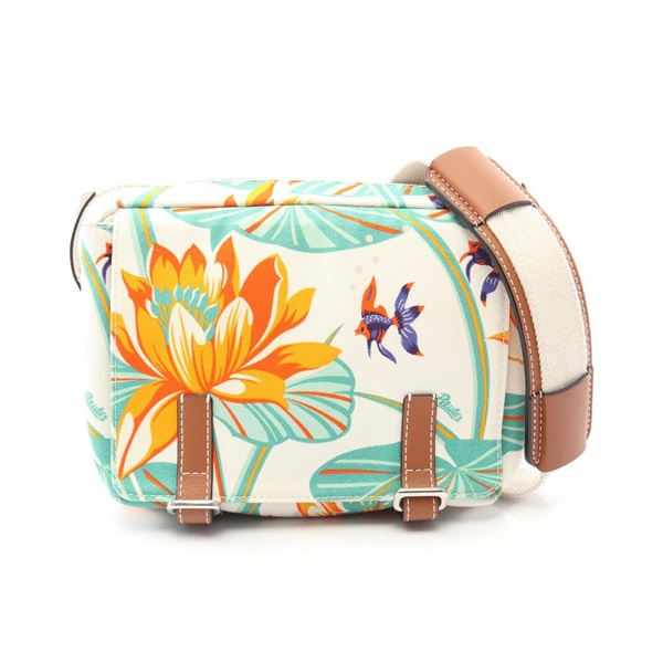 LOEWE× PAULA'S IBIZA Water Lily Shoulder crossbody Bag canvas leather White Used