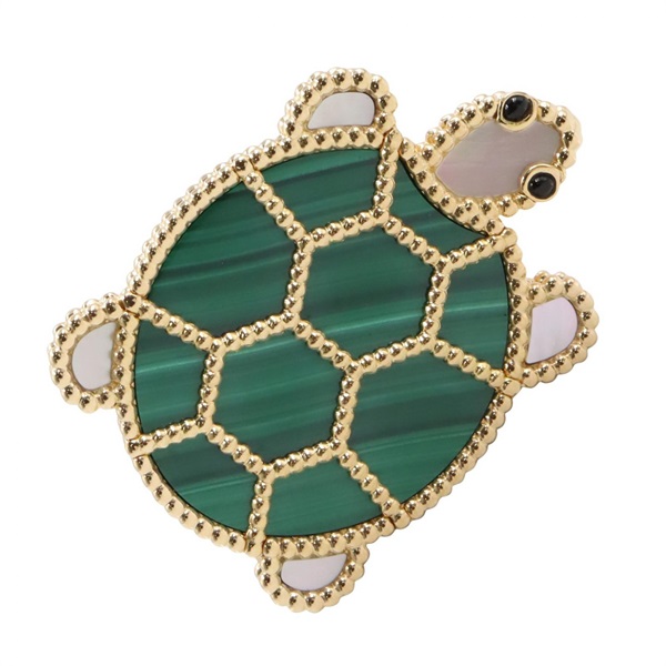 Van Cleef & Arpels Lucky Animals Turtle Brooch 18KYG Gold Malachite MOP Onyx