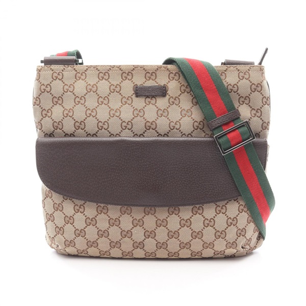 GUCCI GG Canvas Sherry Line Shoulder Bag 256100 canvas leather Beige Brown Multi
