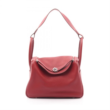 HERMES Lindy 30 Shoulder Hand Bag Clemence leather Rouge garance Used Women R
