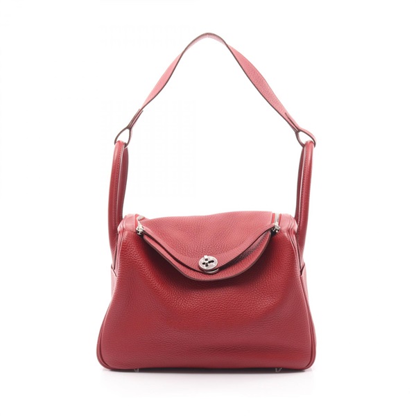 HERMES Lindy 30 Shoulder Hand Bag Clemence leather Rouge garance Used Women R