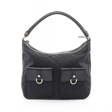 GUCCI Abbey GG canvas Shoulder Bag 153025 canvas leather Black Used Women