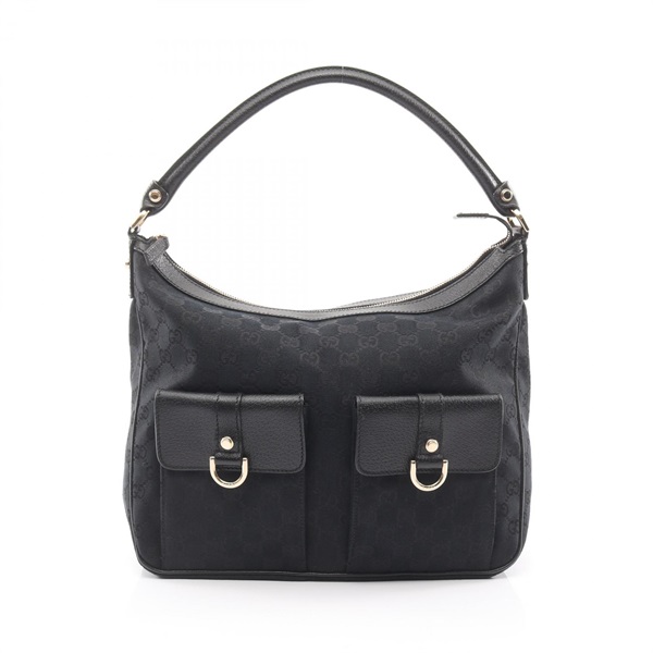 GUCCI Abbey GG canvas Shoulder Bag 153025 canvas leather Black Used Women