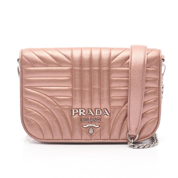 PRADA NAPPA IMPUNTURE Chain Shoulder Crossbody Bag 1BP013 leather Pink Used