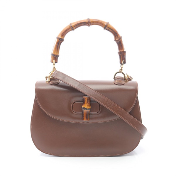 GUCCI Bamboo 2Way Shoulder Handbag 000･2110･0633 leather Brown Used Women