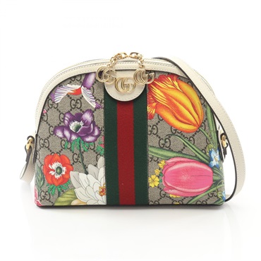 GUCCI Ophidia GG Flora Supreme Shoulder Bag 499621 canvas leather Beige Multi