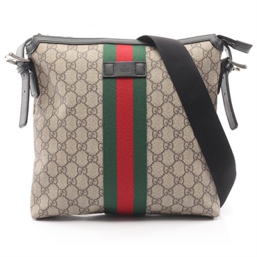 GUCCI Web GG Supreme Messenger Shelly Shoulder Bag 387111 Canvas Beige Black