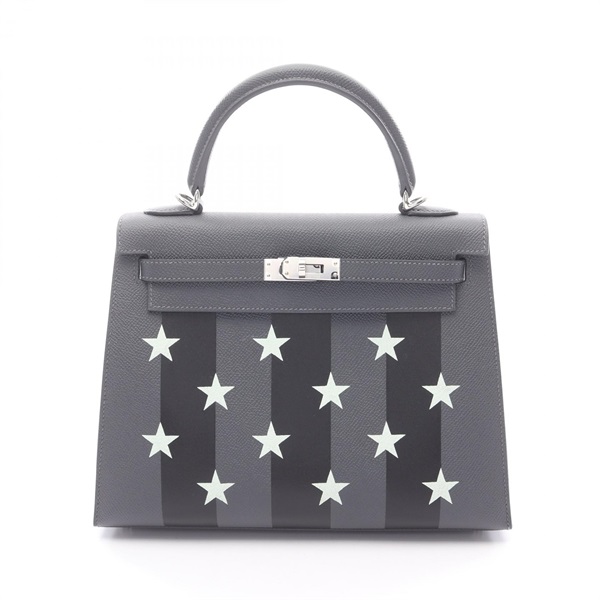 HERMES Kelly 25 casaque Etoile Shoulder Handbag Epsom tadelakt leather BK W Used