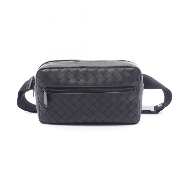 BOTTEGA VENETA Intrecciato Crossbody Waist Belt bag leather Black Used mens